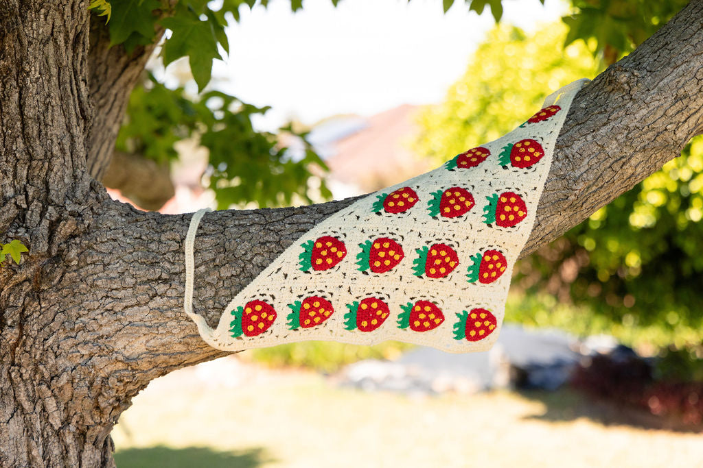 The Fragolina Crochet Headscarf